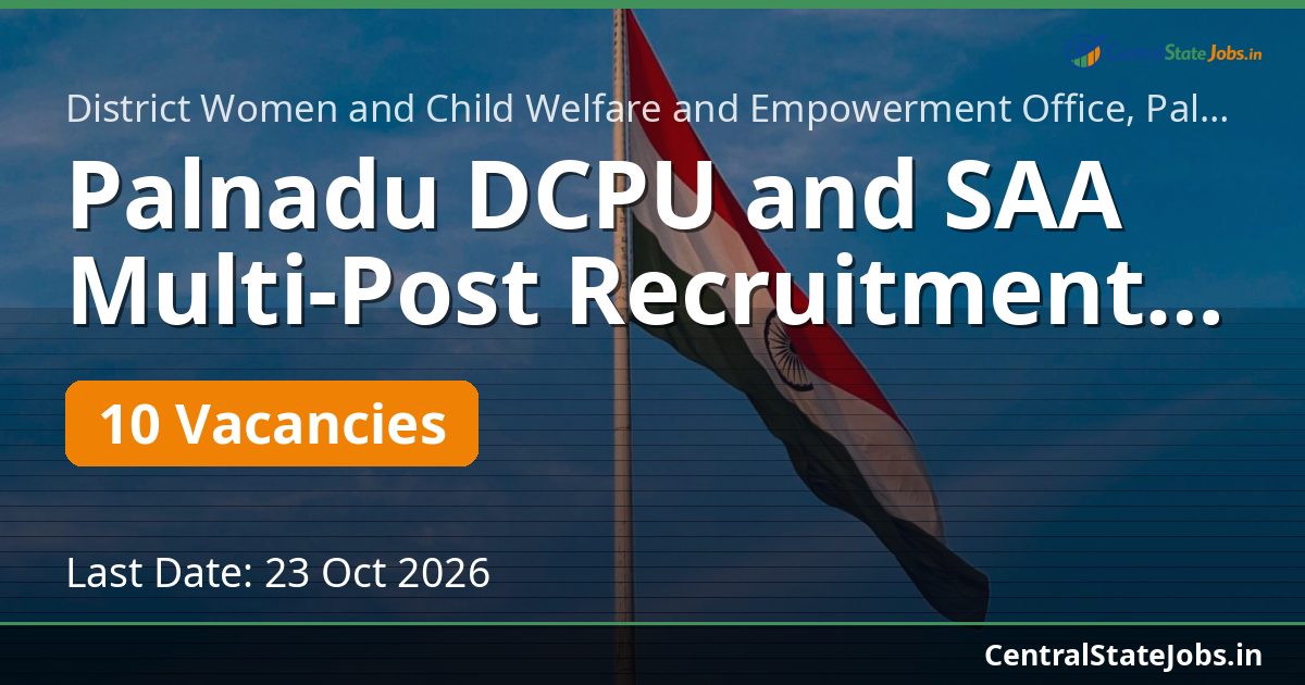 Palnadu DCPU and SAA Multi-Post Recruitment 2026