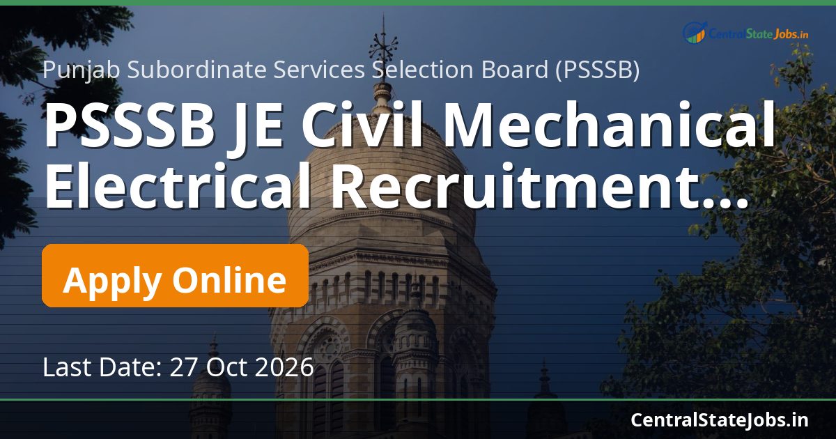 PSSSB JE Civil Mechanical Electrical Recruitment 2026
