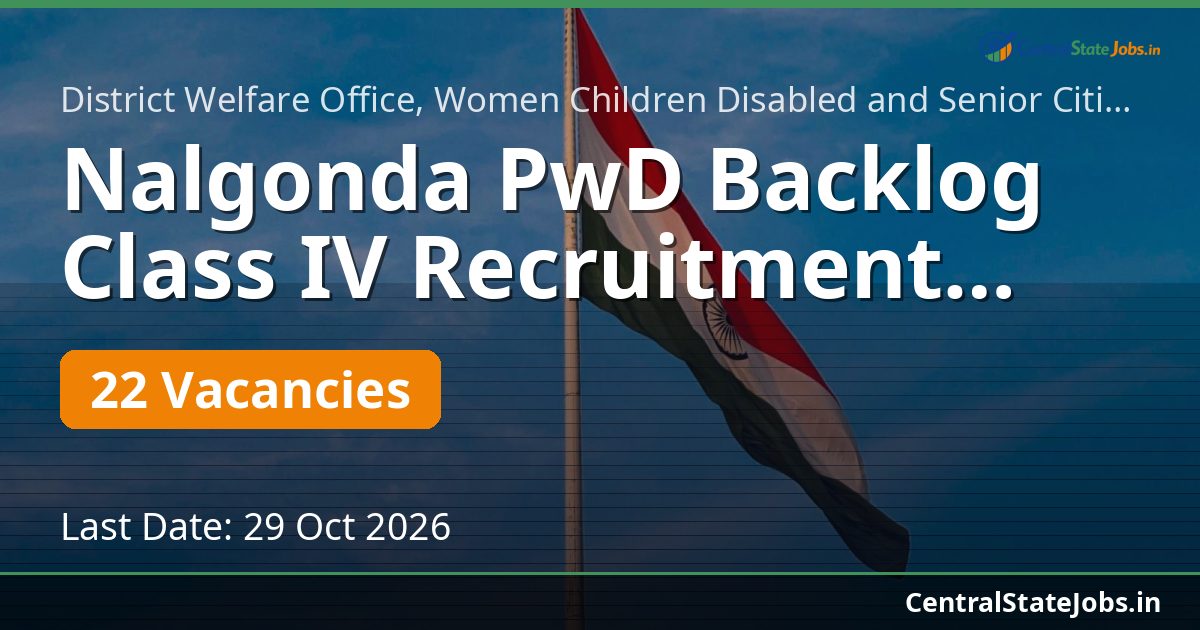 Nalgonda PwD Backlog Class IV Recruitment 2026