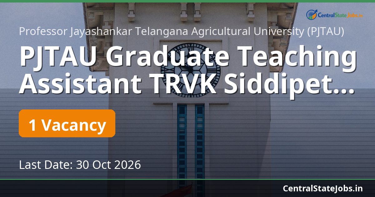 PJTAU Graduate Teaching Assistant TRVK Siddipet 2026