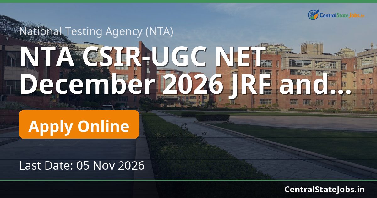 NTA CSIR-UGC NET December 2026 JRF and Assistant Professor