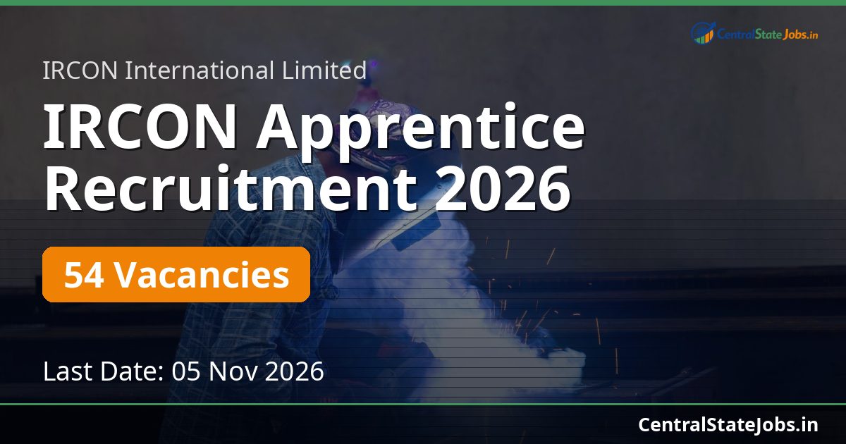 IRCON Apprentice Recruitment 2026 — 54 Vacancies