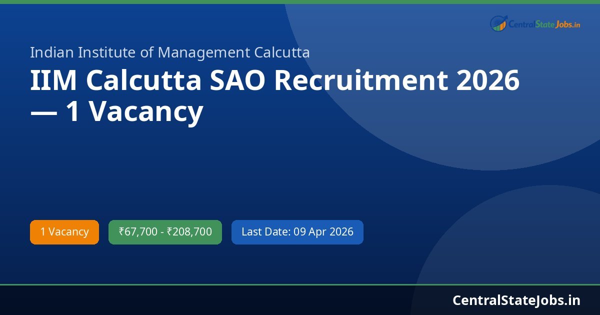 IIM Calcutta SAO Recruitment 2026 — 1 Vacancy