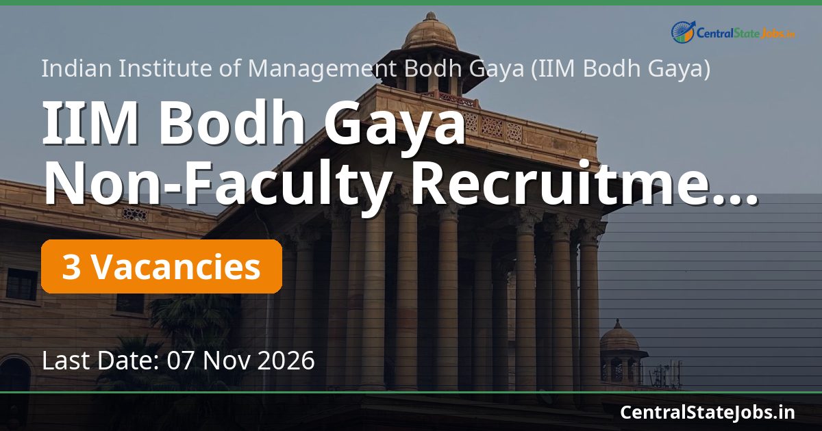 IIM Bodh Gaya Non-Faculty Recruitment 2026