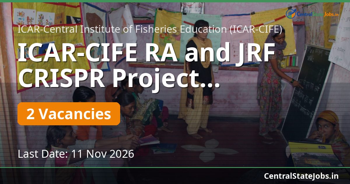 ICAR-CIFE RA and JRF CRISPR Project Recruitment 2026