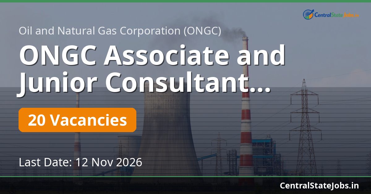 ONGC Associate and Junior Consultant Recruitment 2026