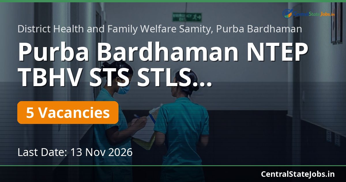 Purba Bardhaman NTEP TBHV STS STLS Recruitment 2026