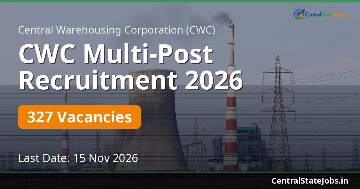 CWC Multi-Post Recruitment 2026 — 327 Vacancies