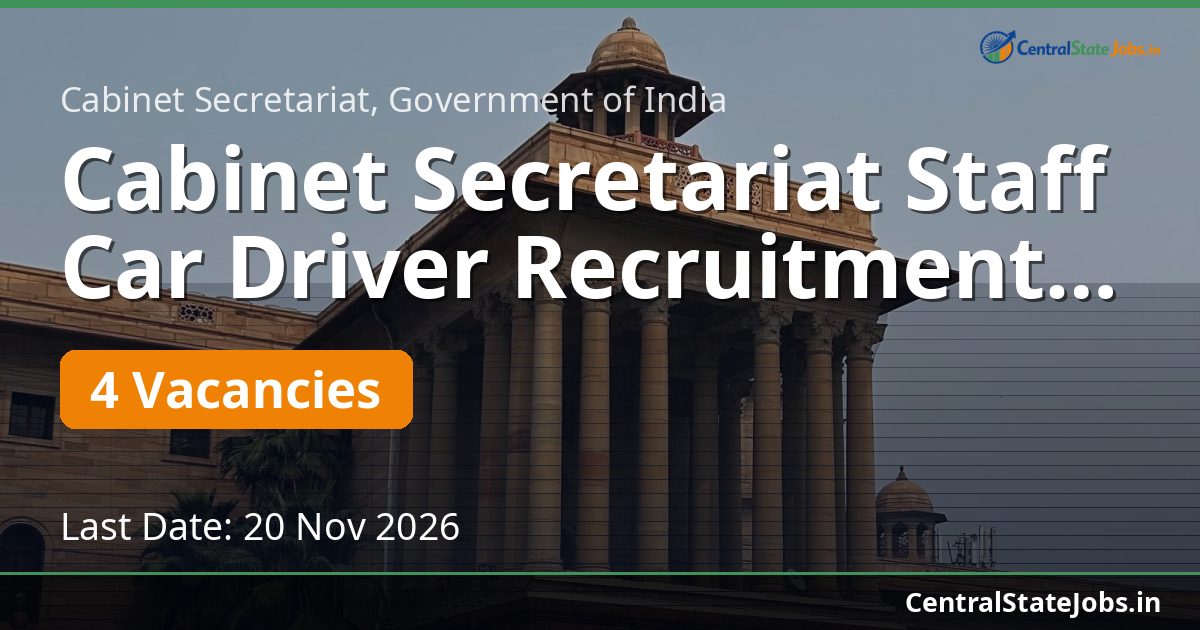 Cabinet Secretariat Staff Car Driver Recruitment 2026