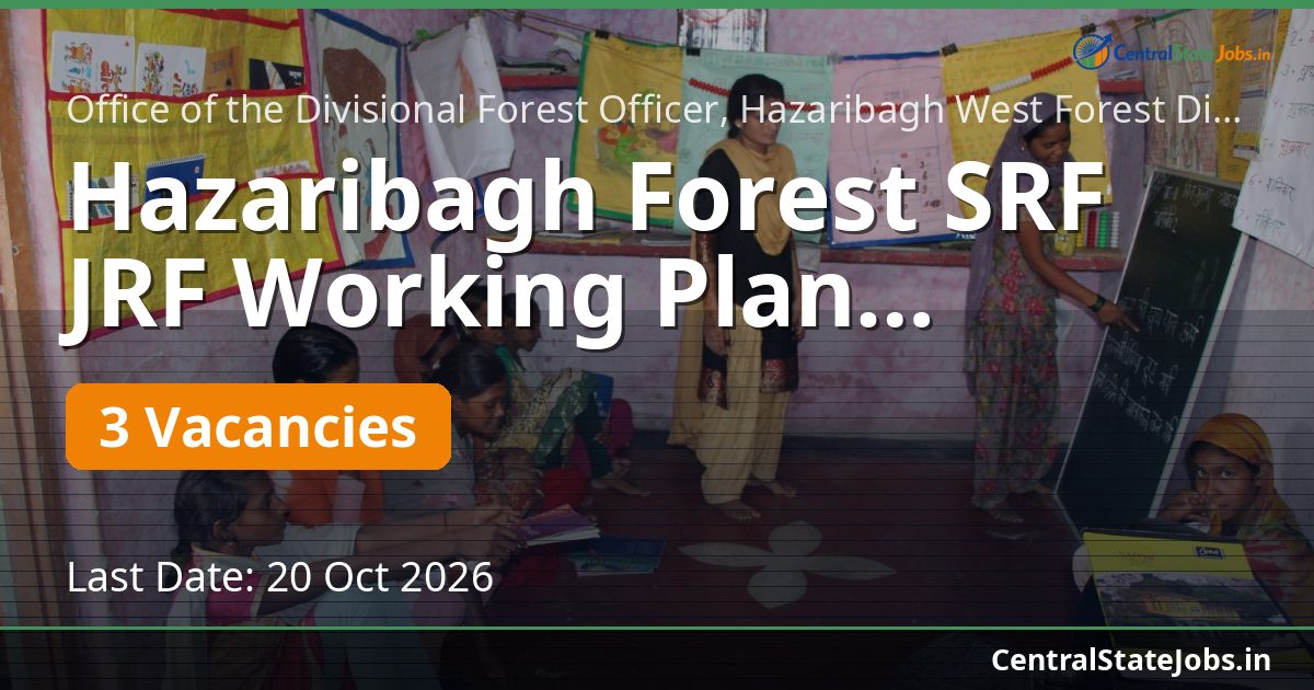 Hazaribagh Forest SRF JRF Working Plan Recruitment 2026