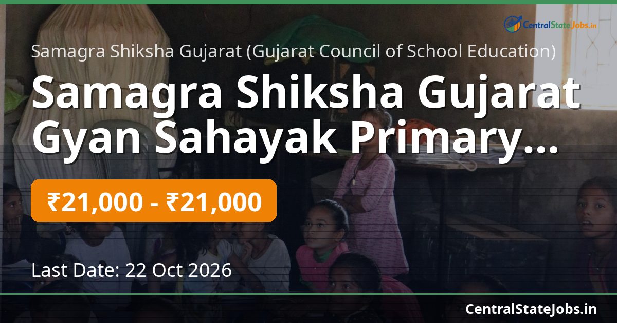 Samagra Shiksha Gujarat Gyan Sahayak Primary 2026