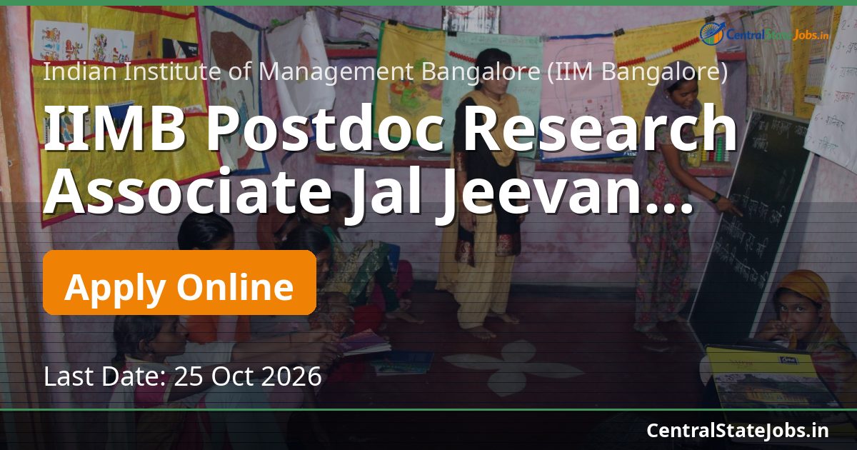 IIMB Postdoc Research Associate Jal Jeevan Mission 2026