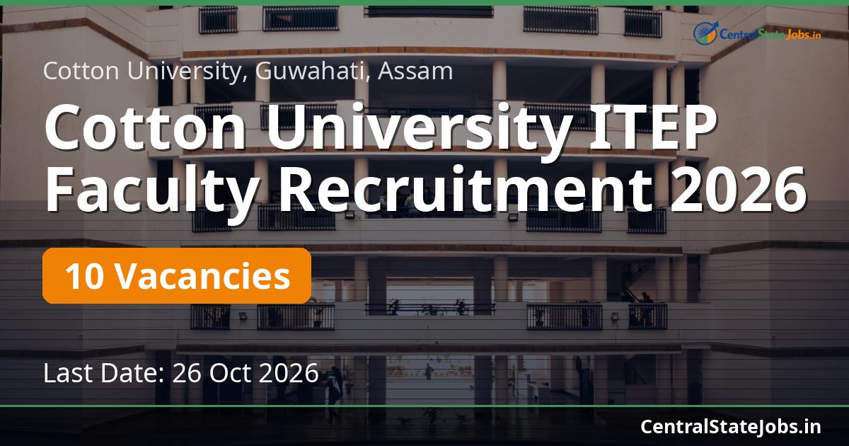 Cotton University ITEP Faculty Recruitment 2026