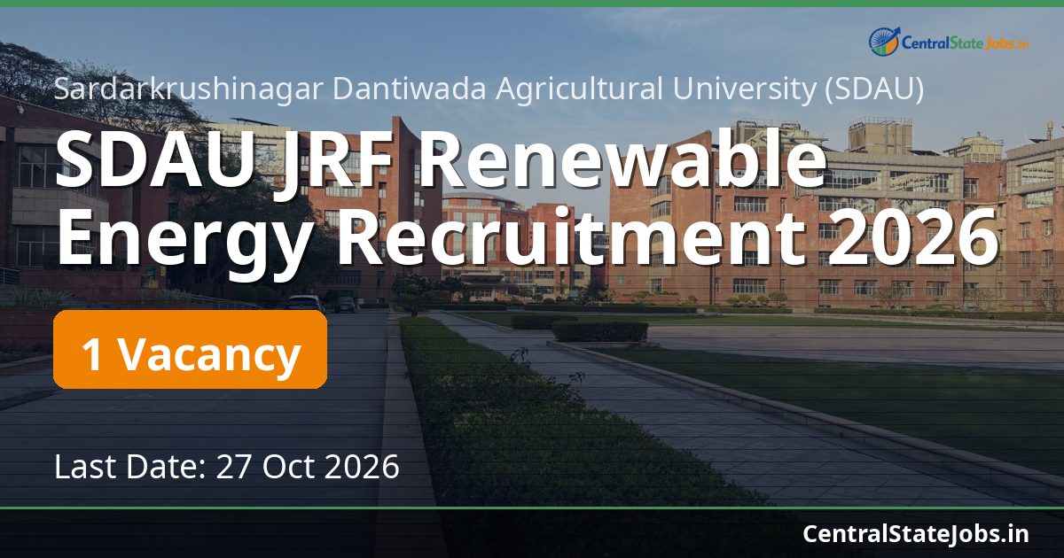 SDAU JRF Renewable Energy Recruitment 2026