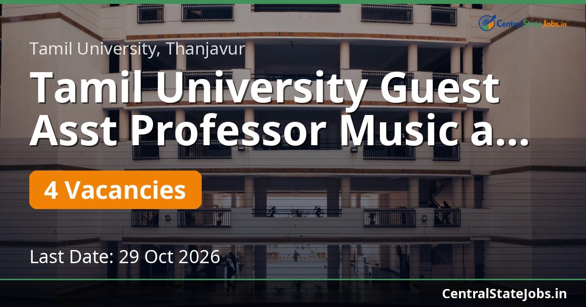 Tamil University Guest Asst Professor Music and Others 2026