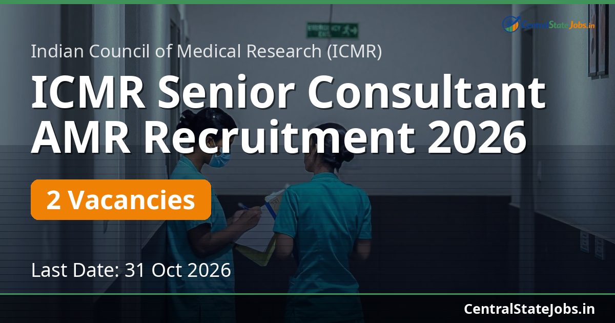 ICMR Senior Consultant AMR Recruitment 2026