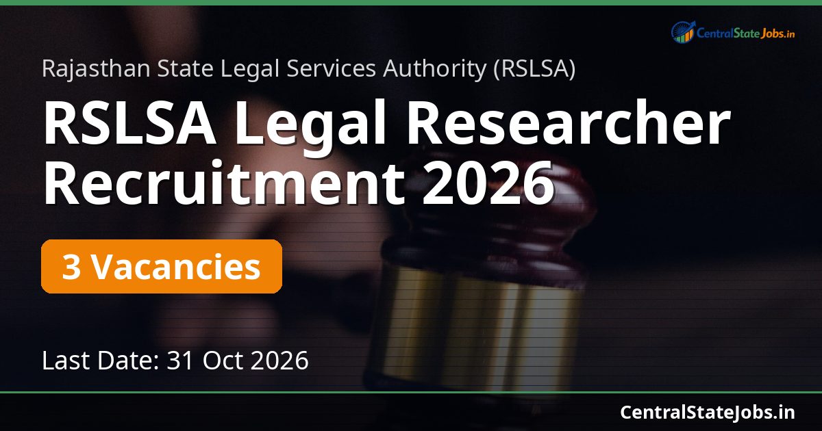 RSLSA Legal Researcher Recruitment 2026