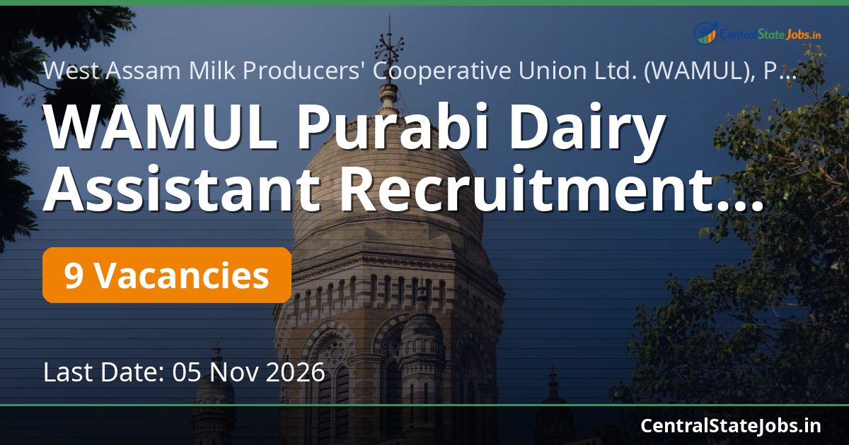WAMUL Purabi Dairy Assistant Recruitment 2026
