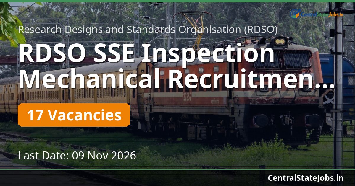 RDSO SSE Inspection Mechanical Recruitment 2026