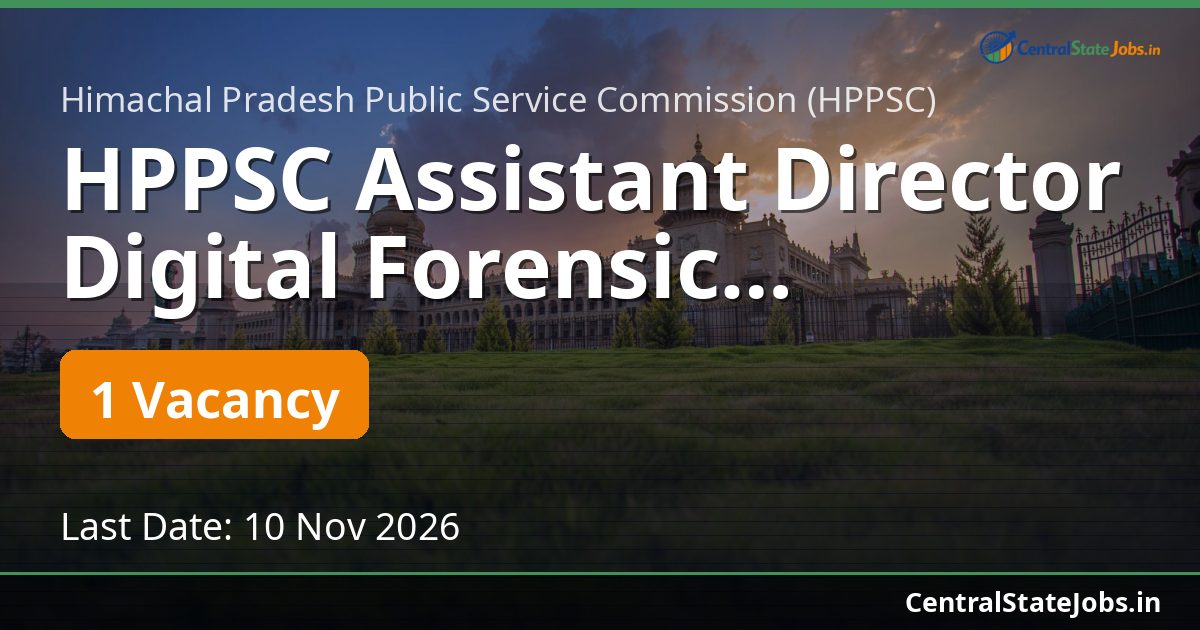 HPPSC Assistant Director Digital Forensic Recruitment 2026