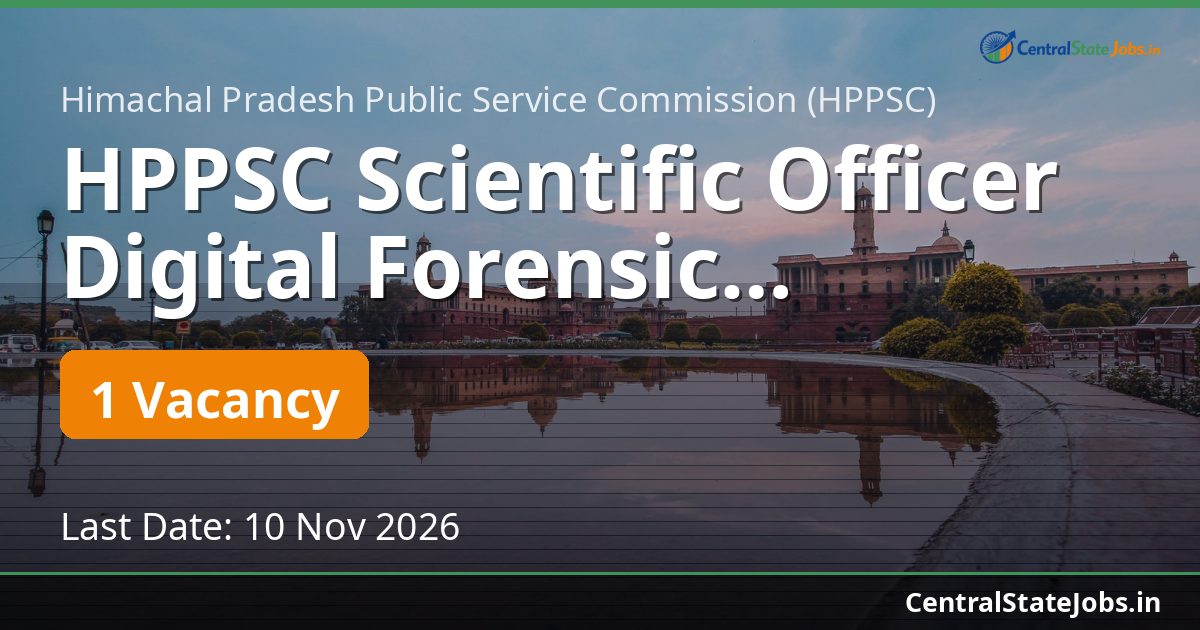 HPPSC Scientific Officer Digital Forensic Recruitment 2026