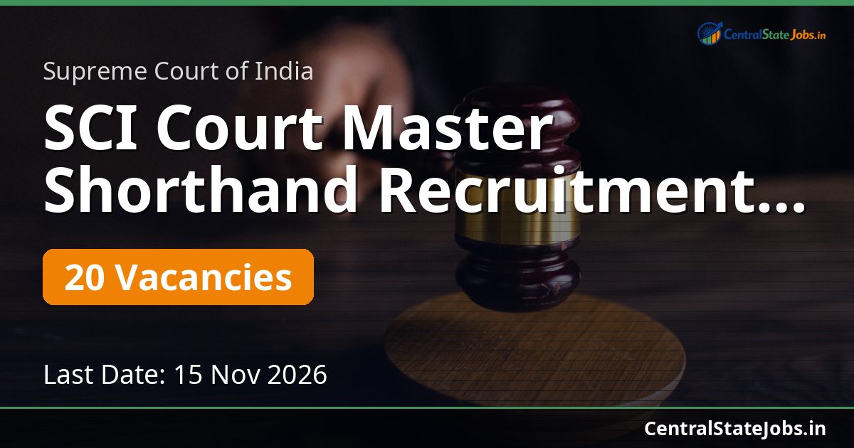 SCI Court Master Shorthand Recruitment 2026