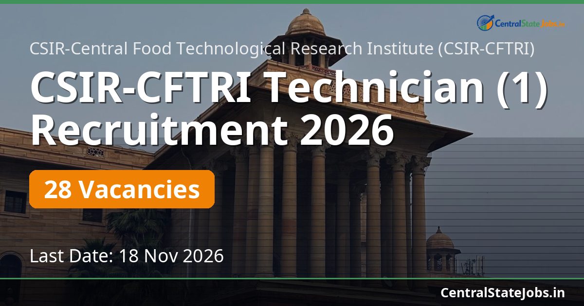 CSIR-CFTRI Technician (1) Recruitment 2026