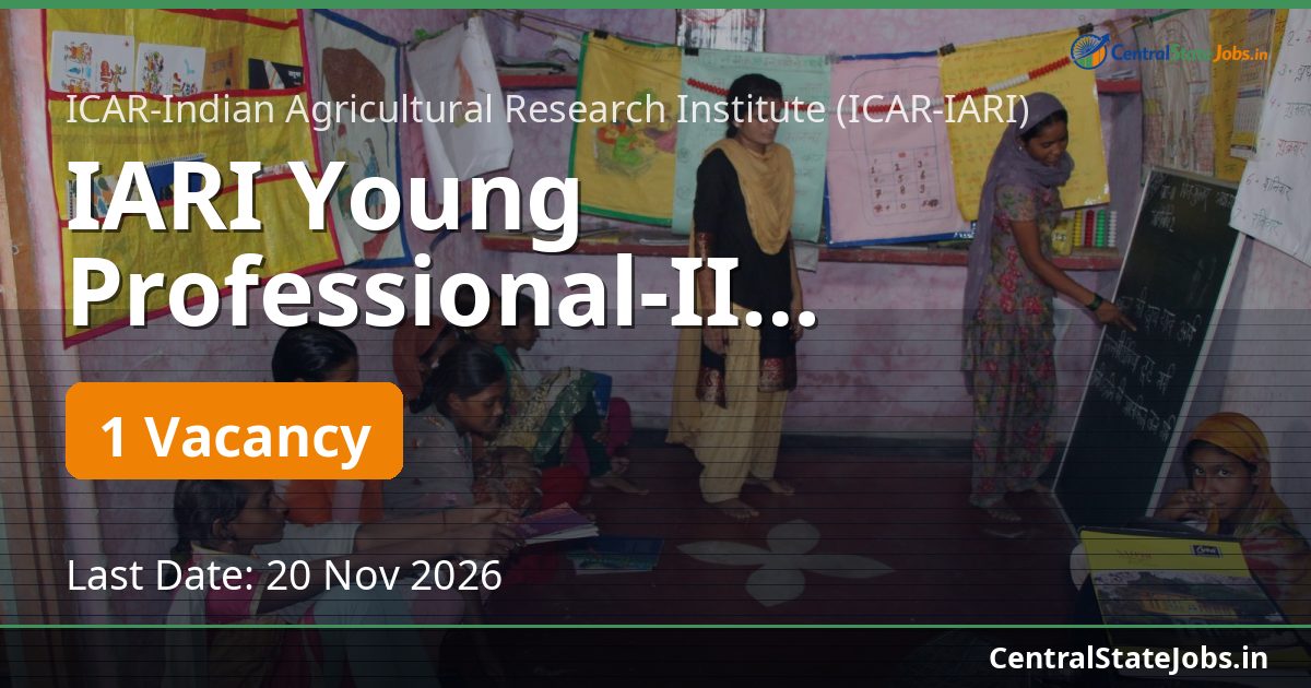 IARI Young Professional-II Biochemistry Recruitment 2026