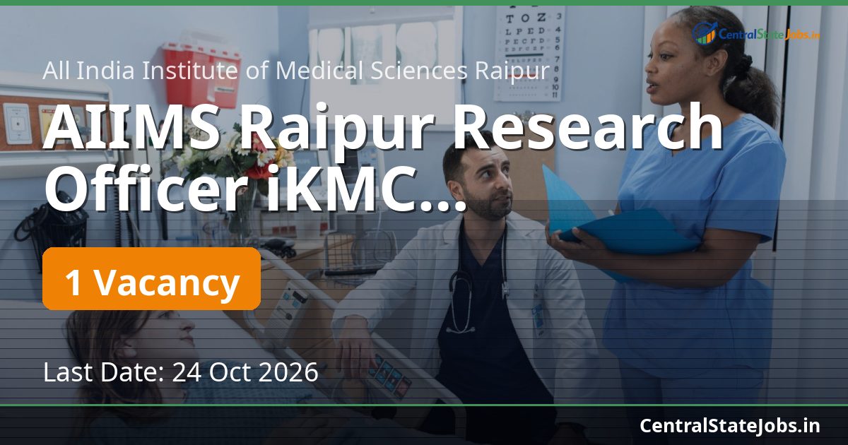 AIIMS Raipur Research Officer iKMC Recruitment 2026