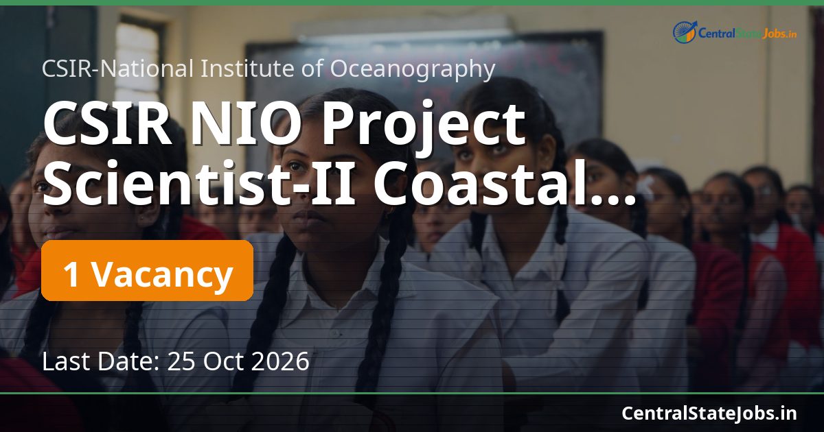 CSIR NIO Project Scientist-II Coastal Modelling 2026