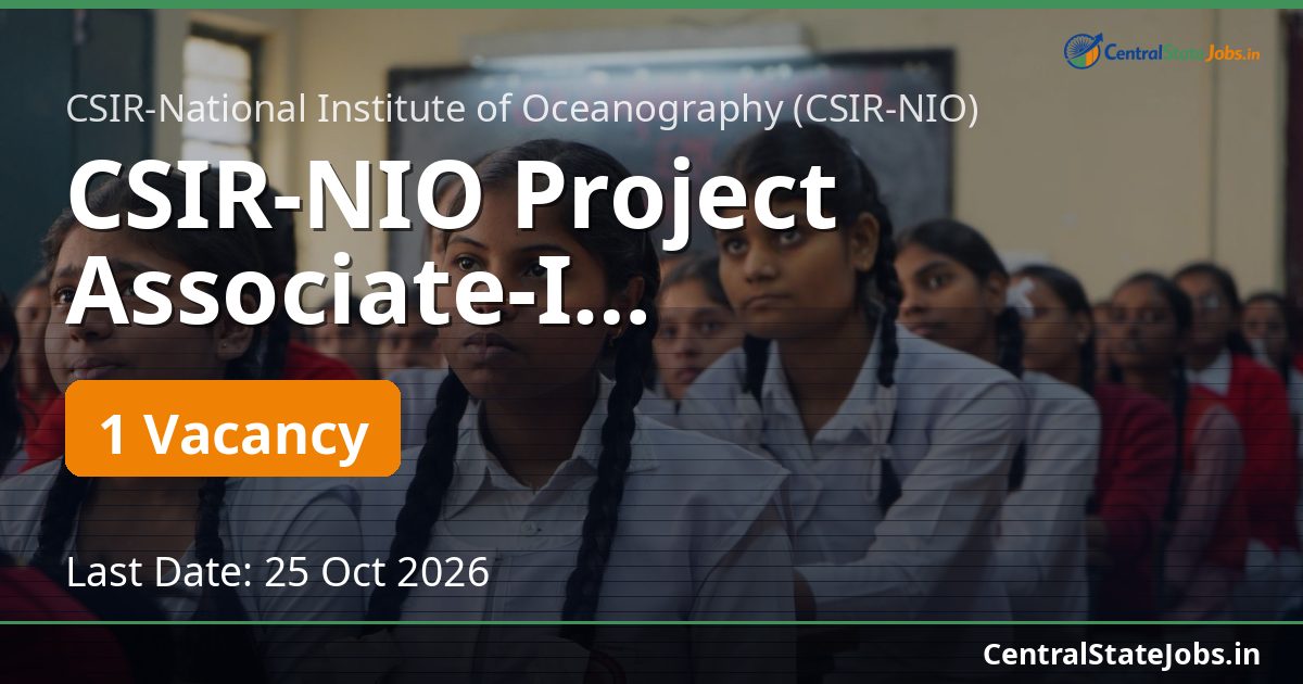 CSIR-NIO Project Associate-I Biotechnology 2026