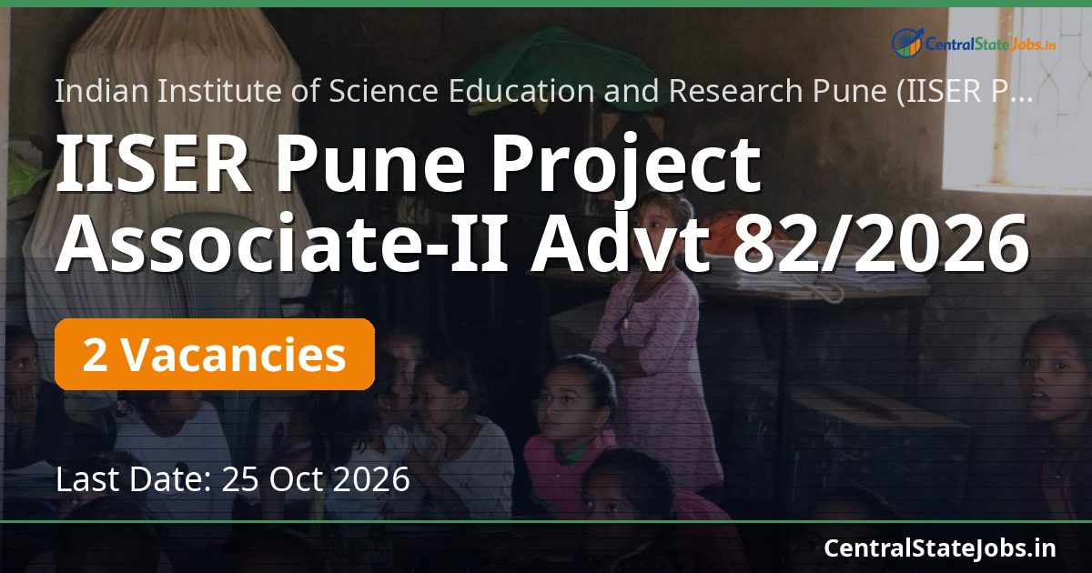 IISER Pune Project Associate-II Advt 82/2026