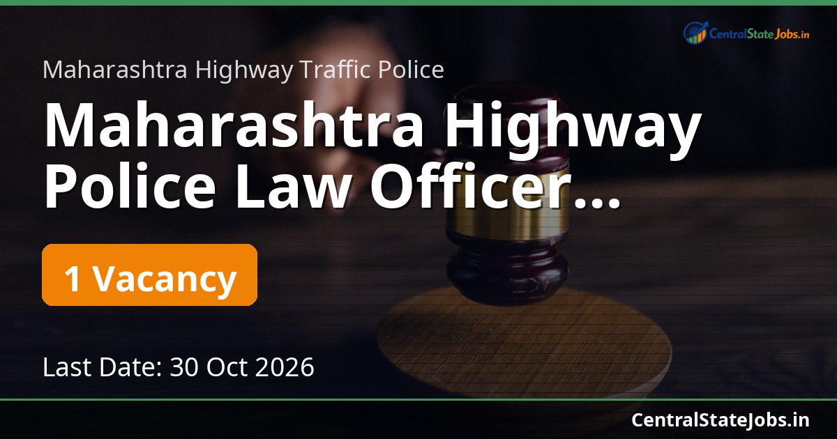Maharashtra Highway Police Law Officer Recruitment 2026