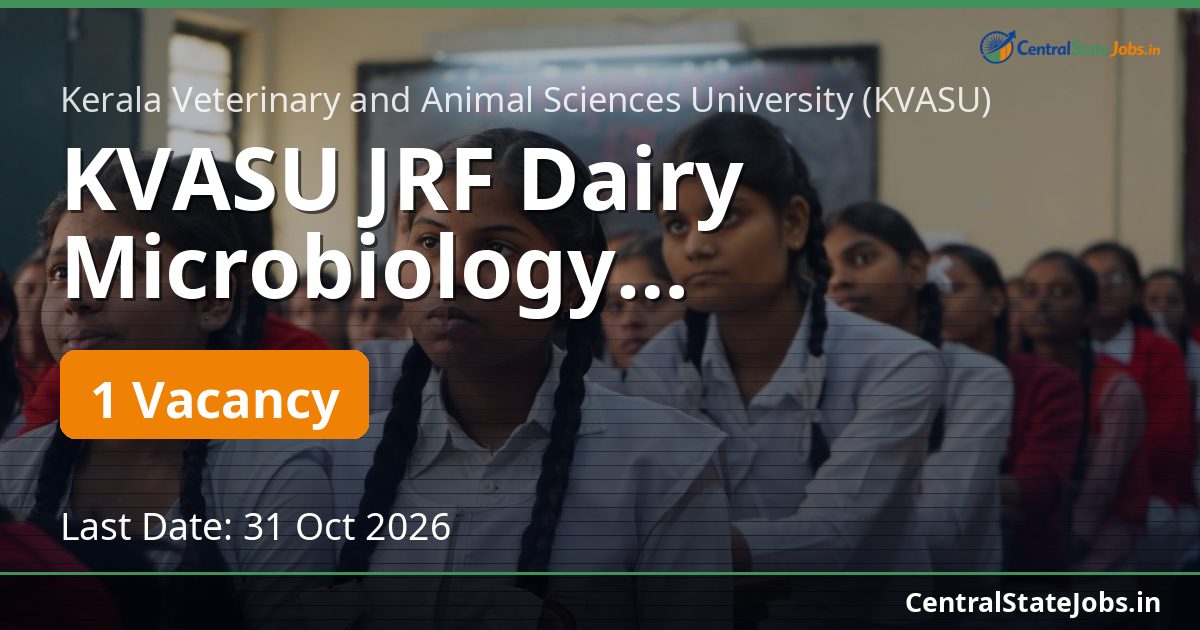 KVASU JRF Dairy Microbiology Recruitment 2026