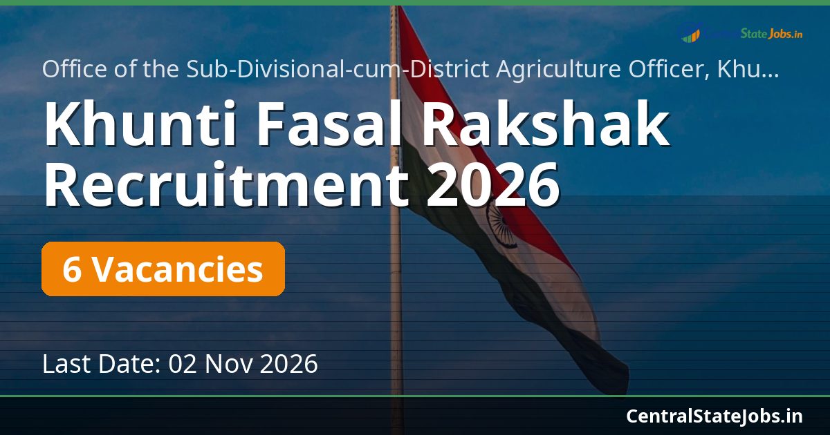 Khunti Fasal Rakshak Recruitment 2026