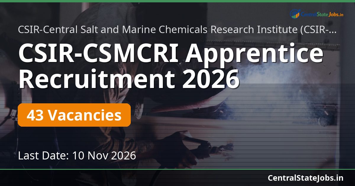 CSIR-CSMCRI Apprentice Recruitment 2026 — 43 Vacancies