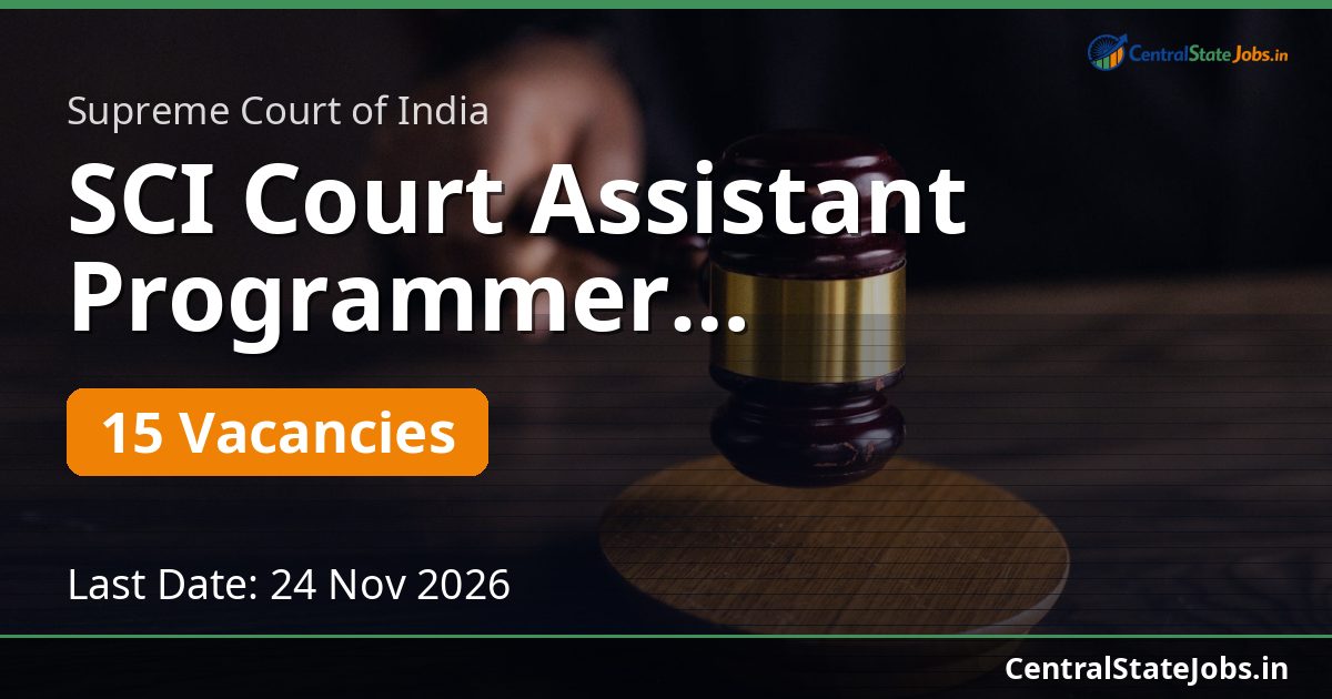 SCI Court Assistant Programmer Recruitment 2026