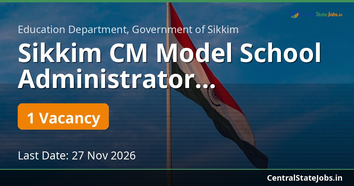 Sikkim CM Model School Administrator Recruitment 2026