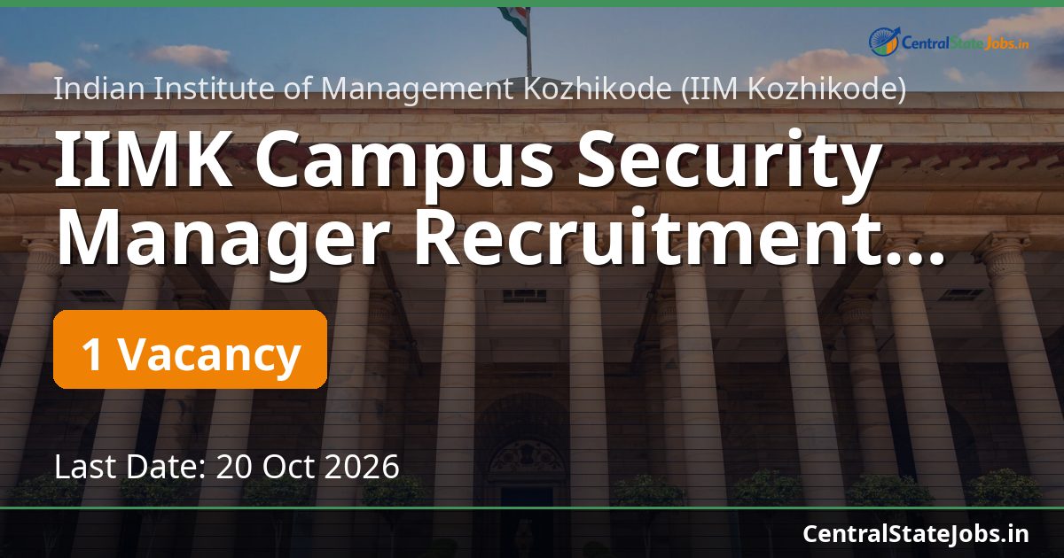 IIMK Campus Security Manager Recruitment 2026