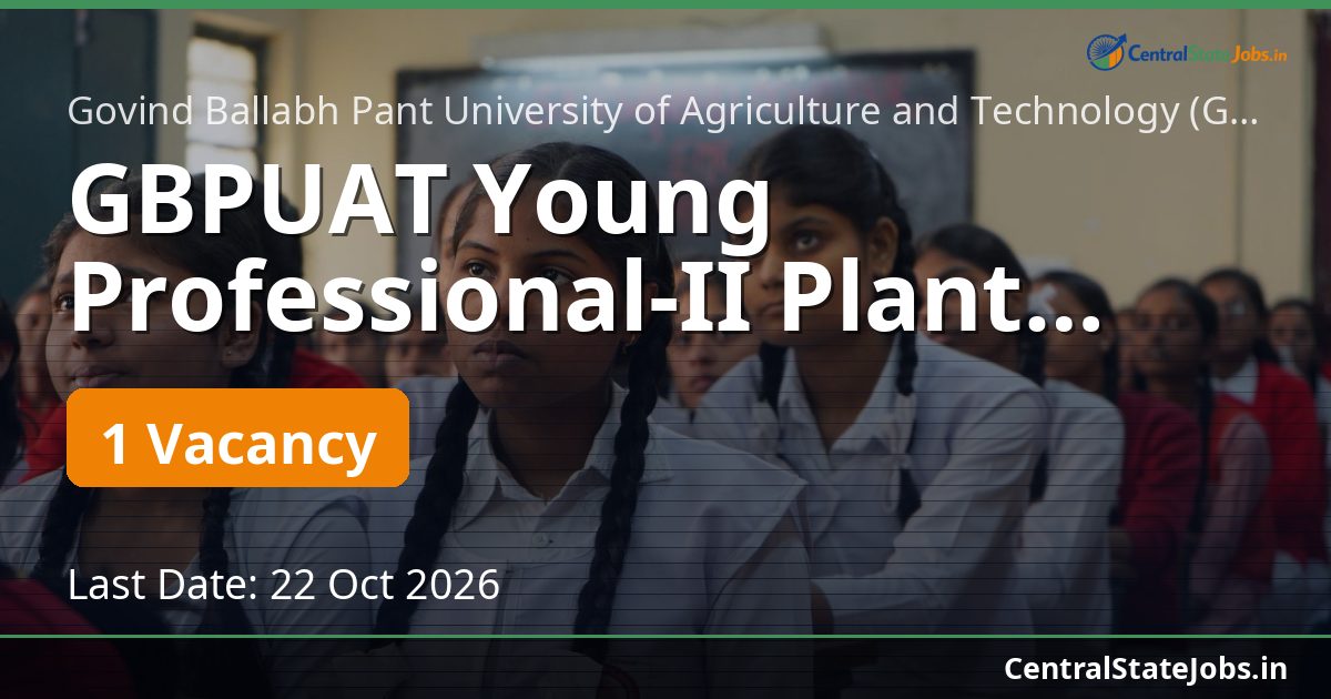 GBPUAT Young Professional-II Plant Breeding 2026