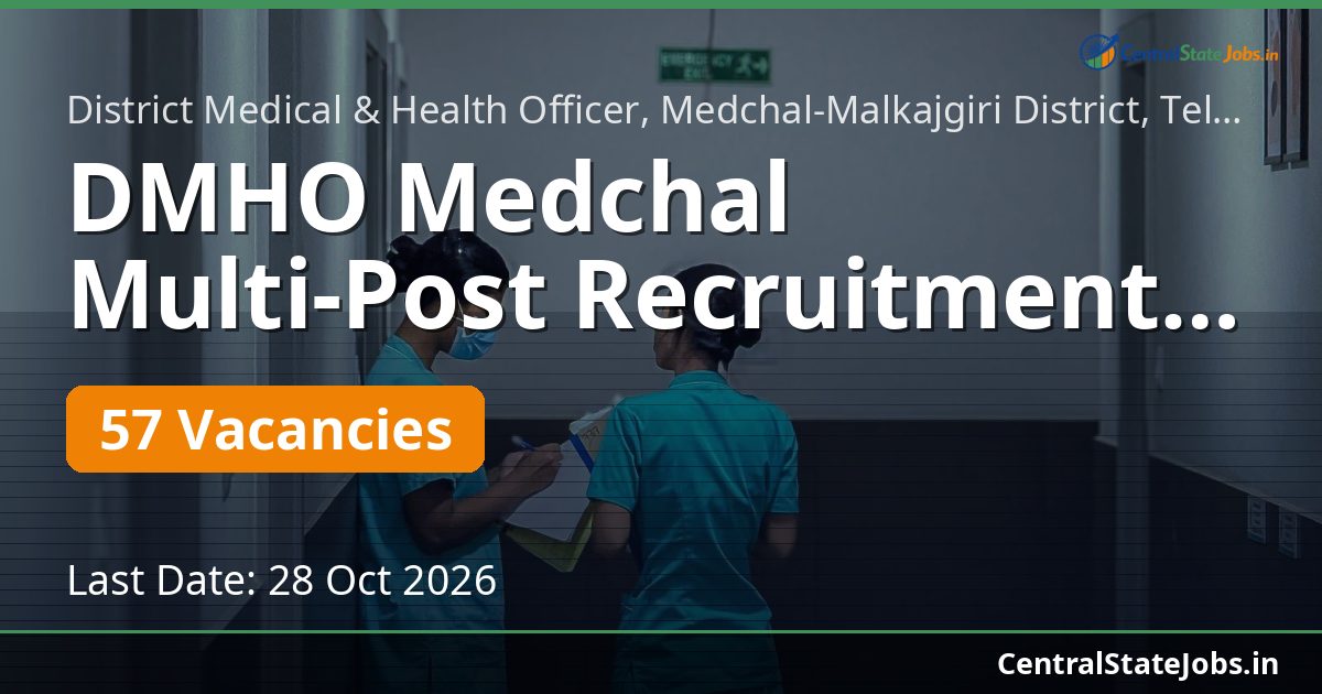 DMHO Medchal Multi-Post Recruitment 2026 — 57 Vacancies