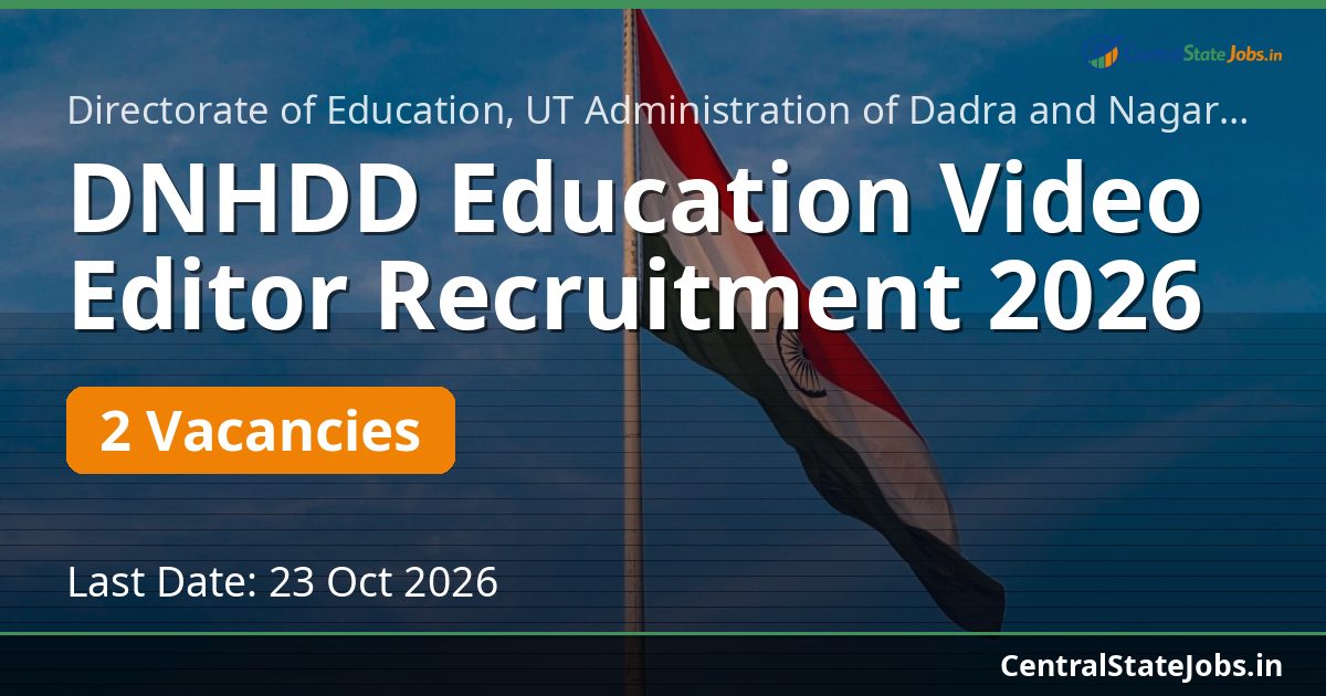 DNHDD Education Video Editor Recruitment 2026