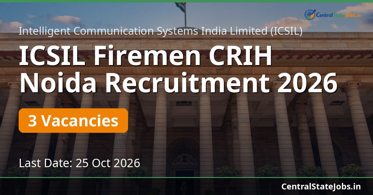 ICSIL Firemen CRIH Noida Recruitment 2026