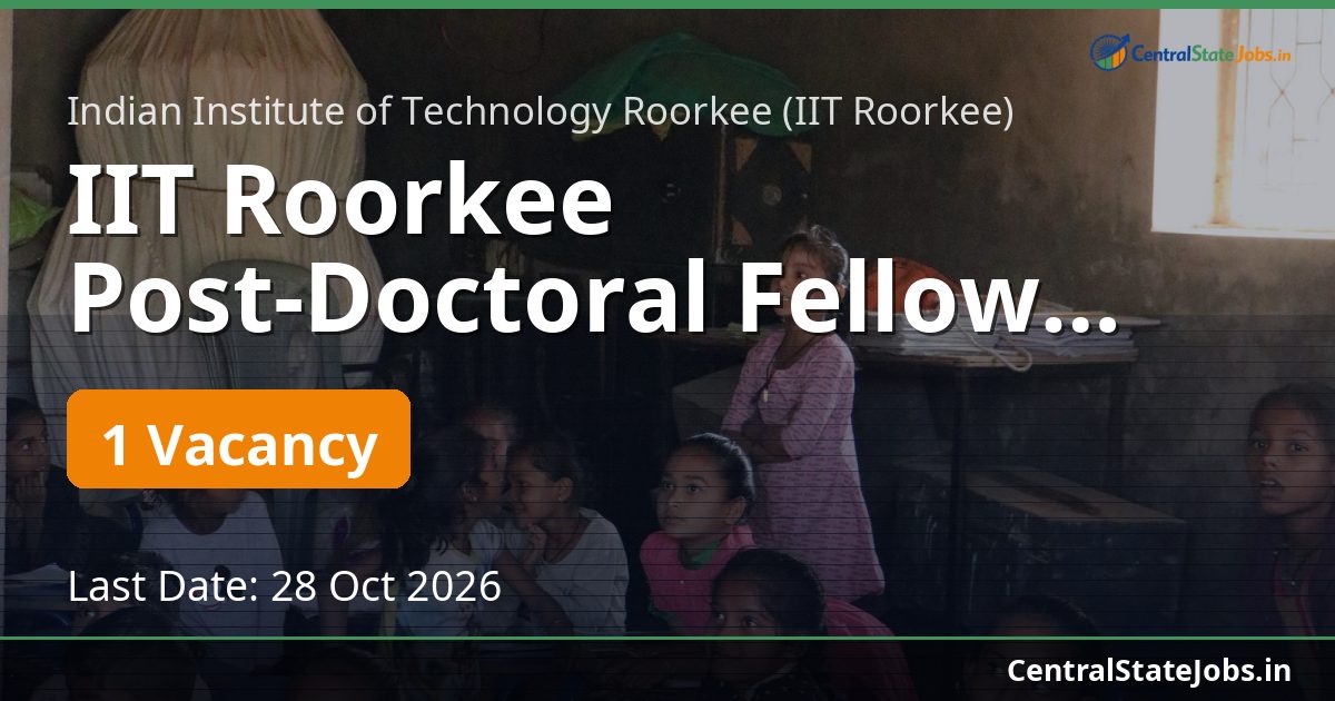IIT Roorkee Post-Doctoral Fellow Mechanical Engg 2026