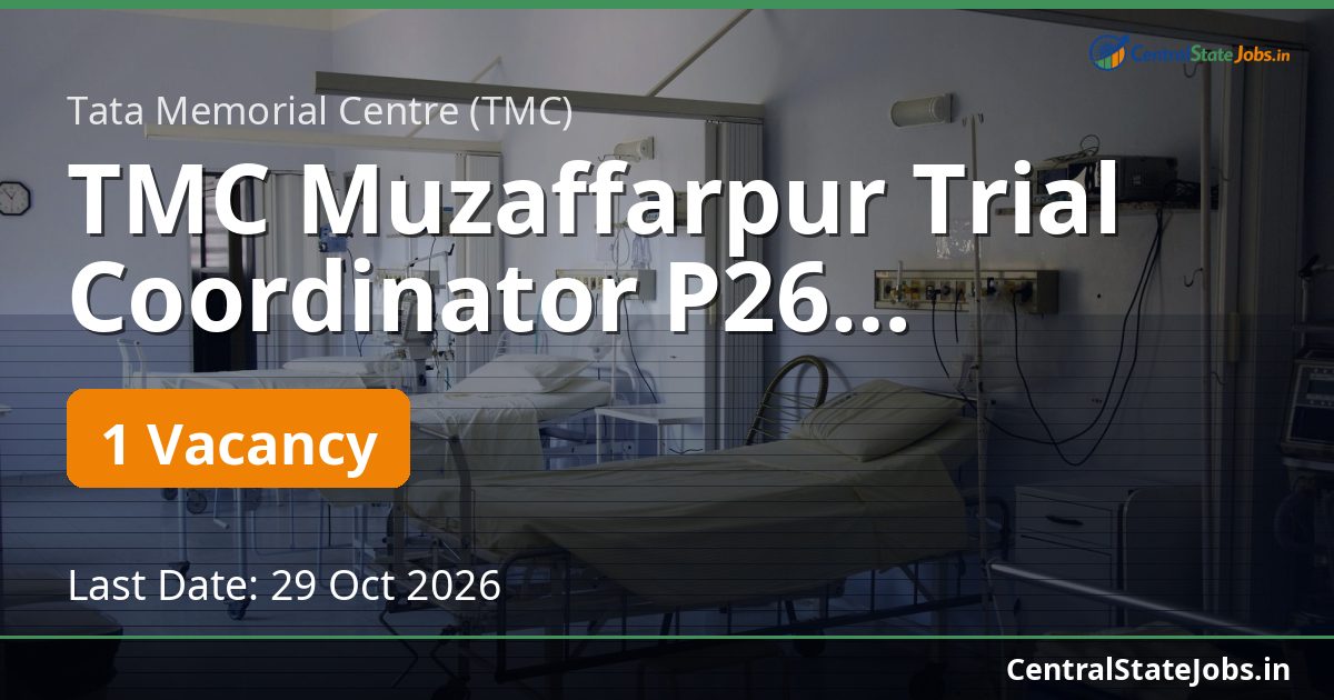 TMC Muzaffarpur Trial Coordinator P26 Recruitment 2026