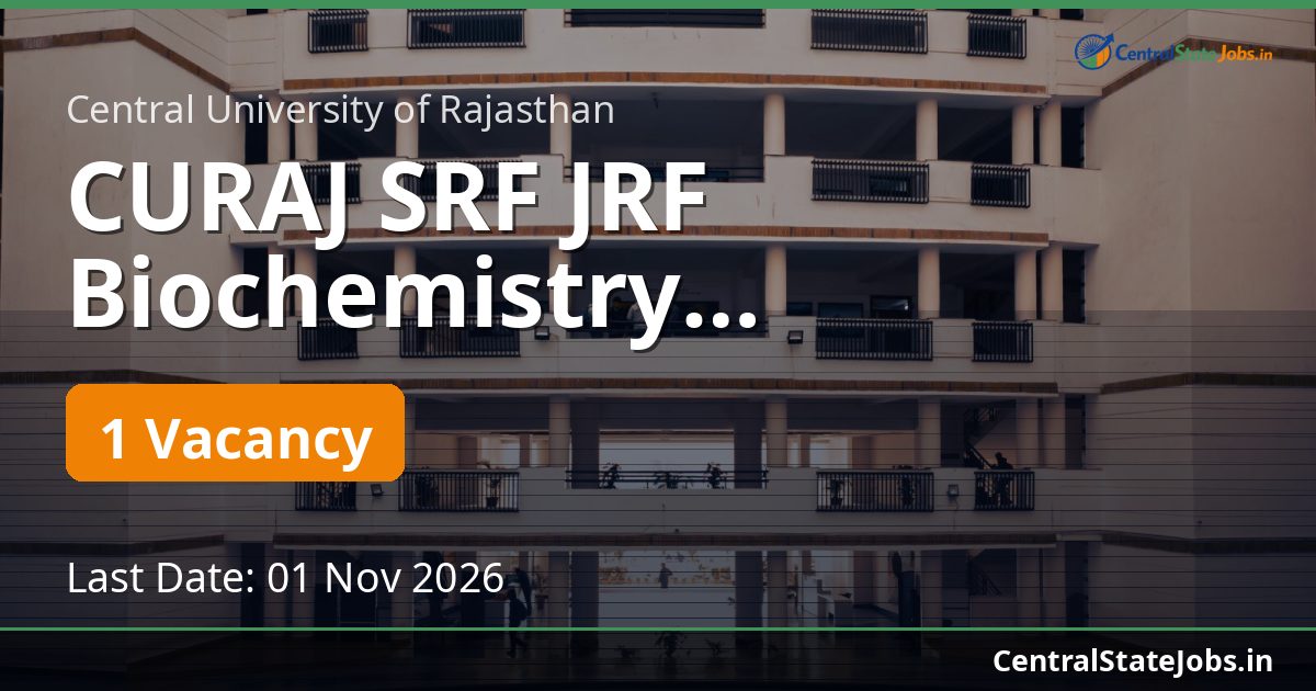 CURAJ SRF JRF Biochemistry Recruitment 2026