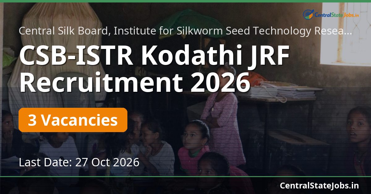 CSB-ISTR Kodathi JRF Recruitment 2026