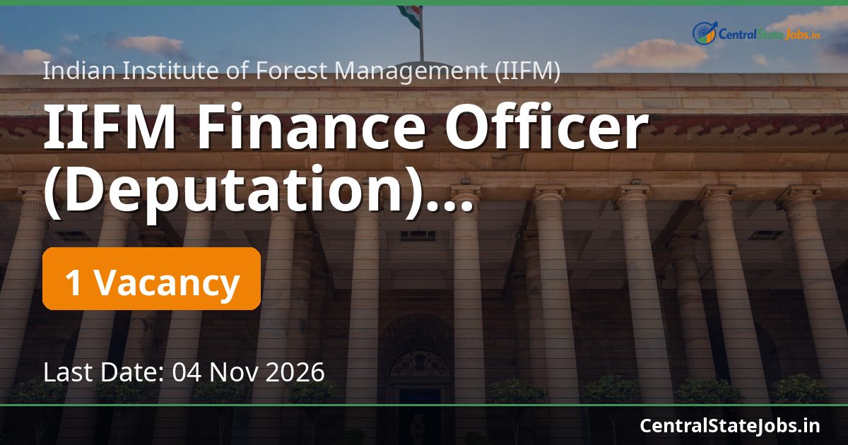 IIFM Finance Officer (Deputation) Recruitment 2026