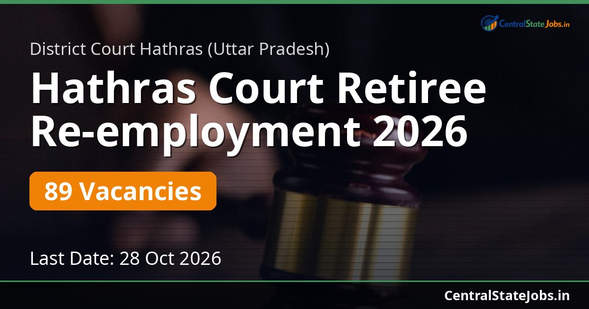 Hathras Court Retiree Re-employment 2026 — 89 Vacancies