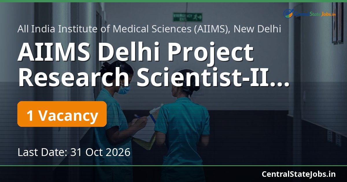 AIIMS Delhi Project Research Scientist-II Psychiatry 2026
